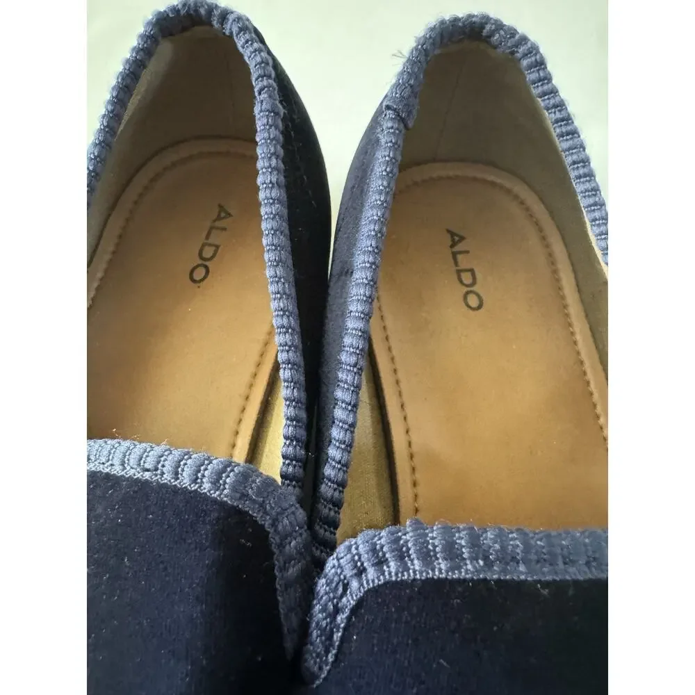 Aldo Mens Blue Velvet Slippers Smoking Shoes Size 12 Slip On Loafers